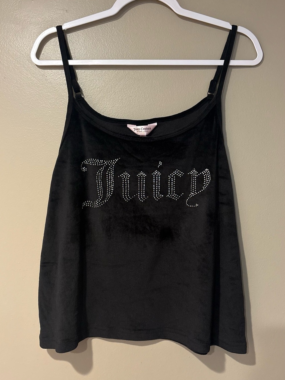 juicy couture velour tank top XL black mcbling y2k 2000s it girl bedazzled